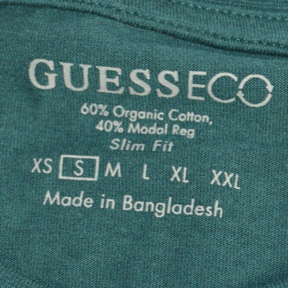 Guess Eco Organic Men’s T-Shirt Green Short Sleeves Logo Size Small Slim Fit NWT - Picture 3 of 16